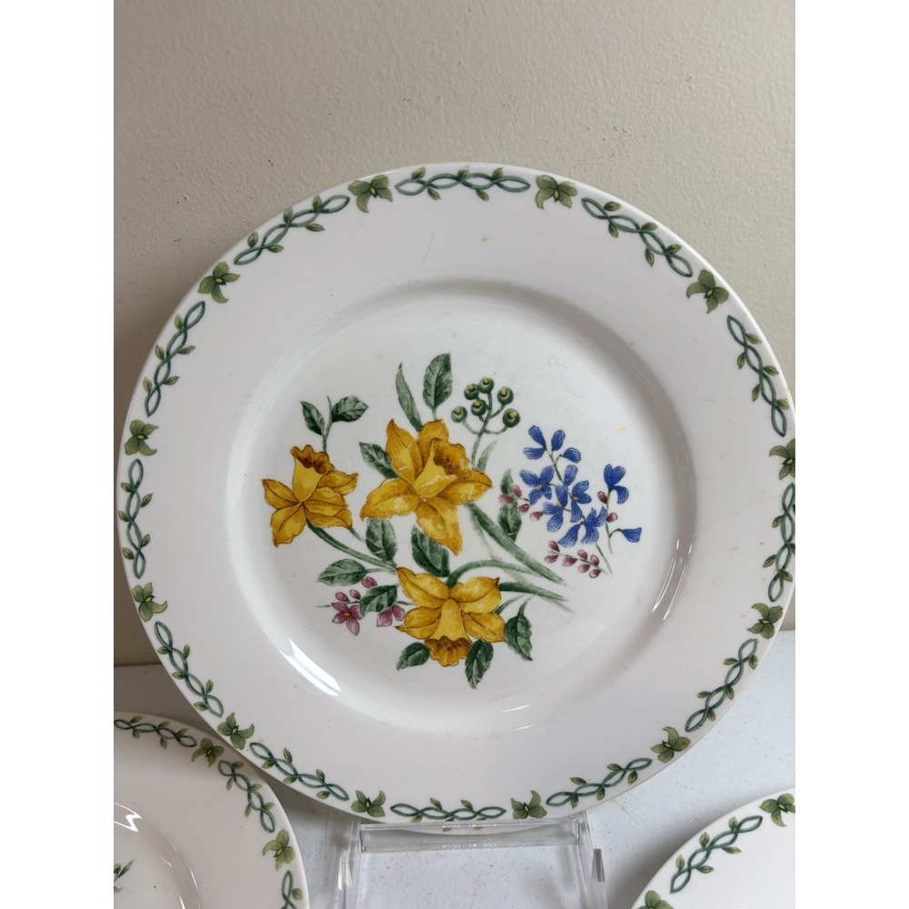 Thomson Pottery‎ FLORAL GARDEN Dinner Plates 10" Set Of 4 Assort Designs - Picture 2 of 6